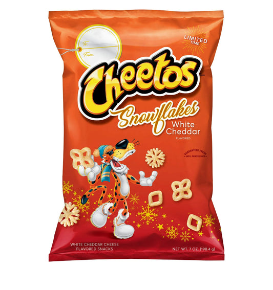 Cheetos Snowflakes White Cheddar Cheese Flavored Snack Chips, 7 oz Bag