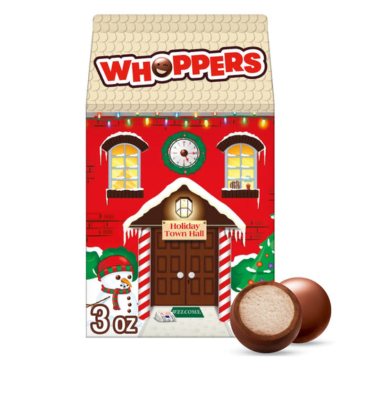 Whoppers Malted Milk Balls Christmas Candy, Carton 3 oz