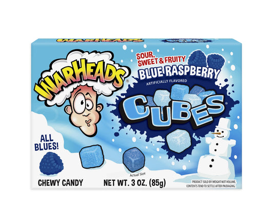 WARHEADS Blizzard Cubes Gummy Candy, Raspberry, 3oz