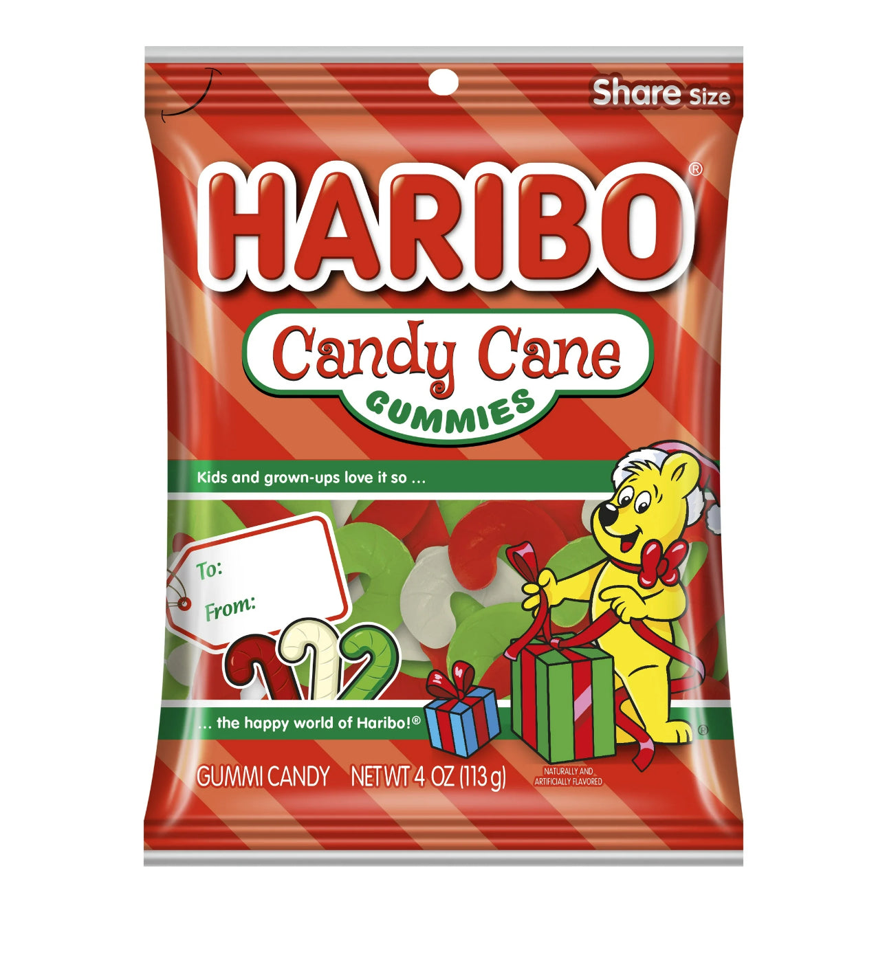 HARIBO Candy Cane Gummies pack of 1, 4 oz. Bag