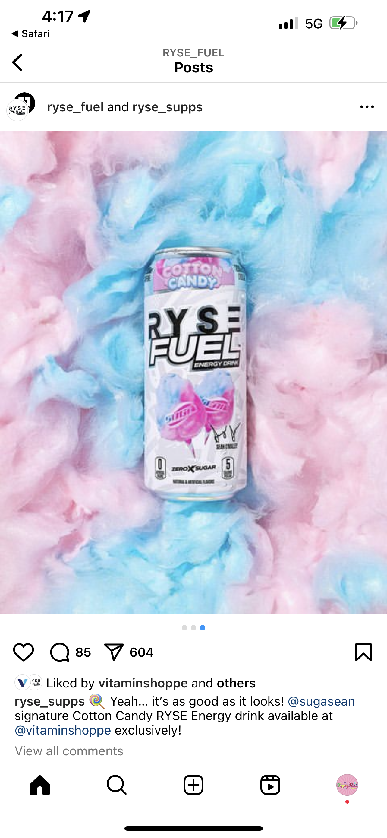 Ryse Energy Cotton Candy Suga Sean