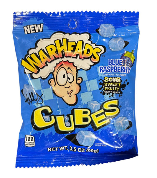 Warheads Blue Raspberry Cubes 3.5oz